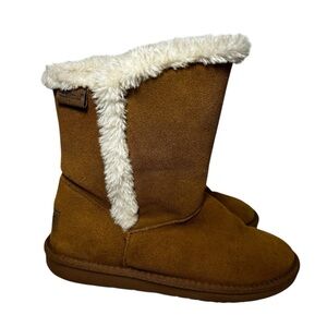 Minnetonka Genuine Suede Boots Faux Fur Trim & Lining Warm Comfy Women’s Size 7M
